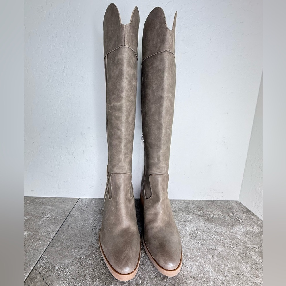 NEW Korks Scarlet Taupe Suede Western Stacked Block Heel Boot Women’s Size 9.5 - Picture 6 of 12